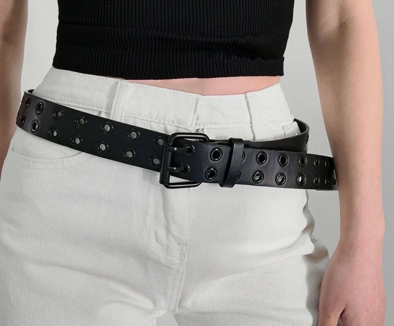 Vintage black Belts Women PU Leather Western Y2K Girls Belt Size ONE SIZE - 1 Thumbnail