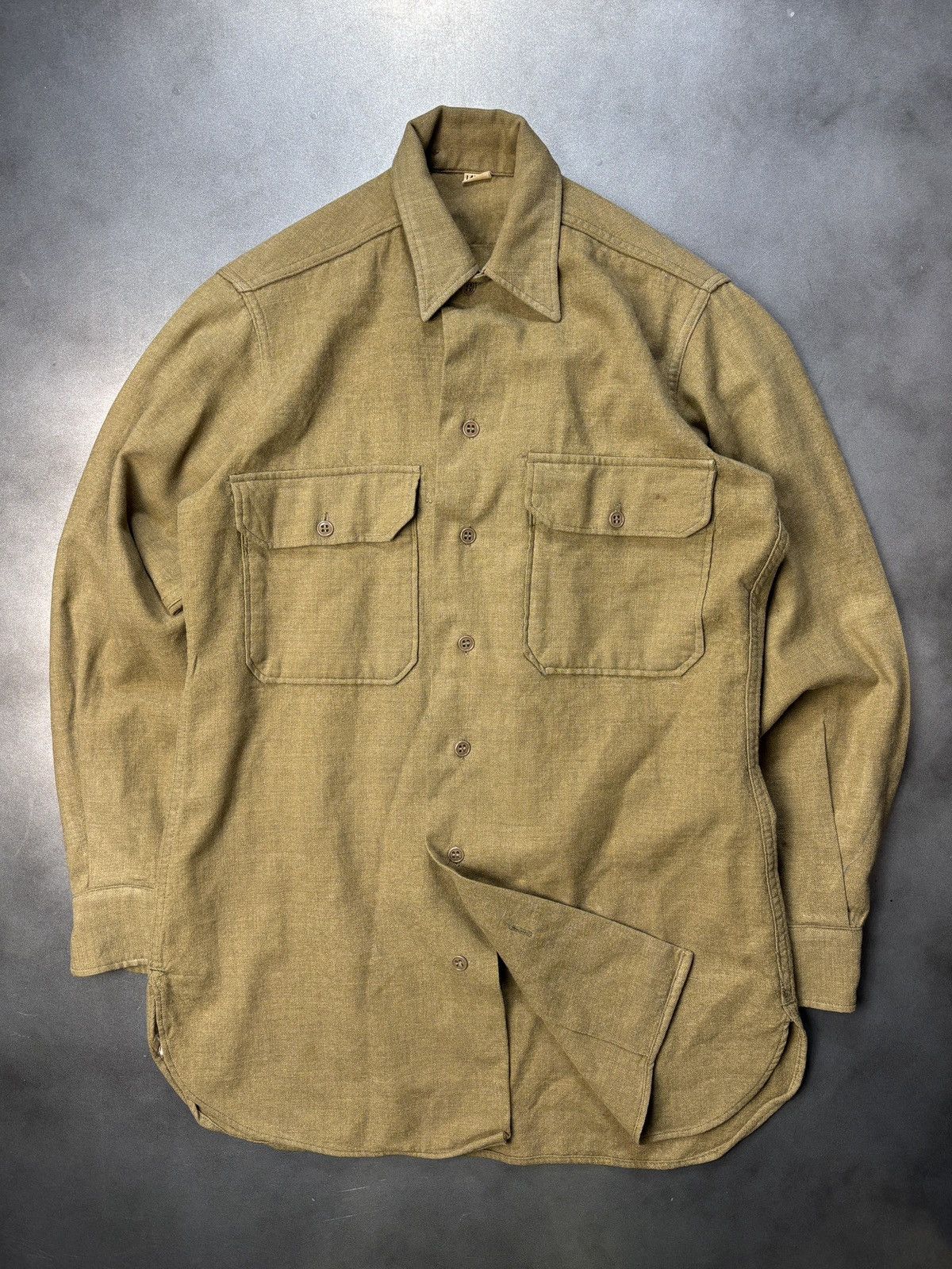 Vintage True Vintage Wool Overshirt Military Button-Up Longsleeve S Size US S / EU 44-46 / 1 - 1 Thumbnail