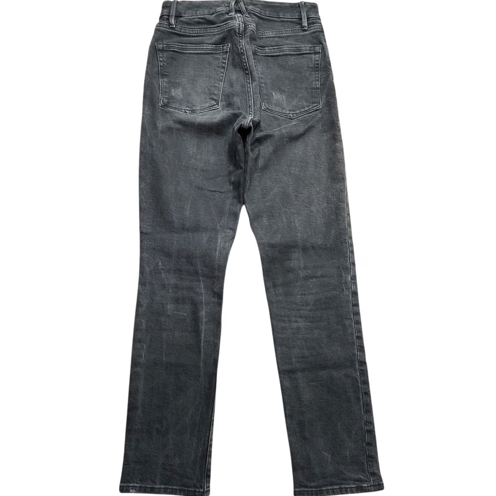 Good American Good American Jeans Size 2 26 Black Wash Distressed High Rise Straight Slim Color Blue 90s College City Women Size 26" / US 2 / IT 38 - 2 Thumbnail