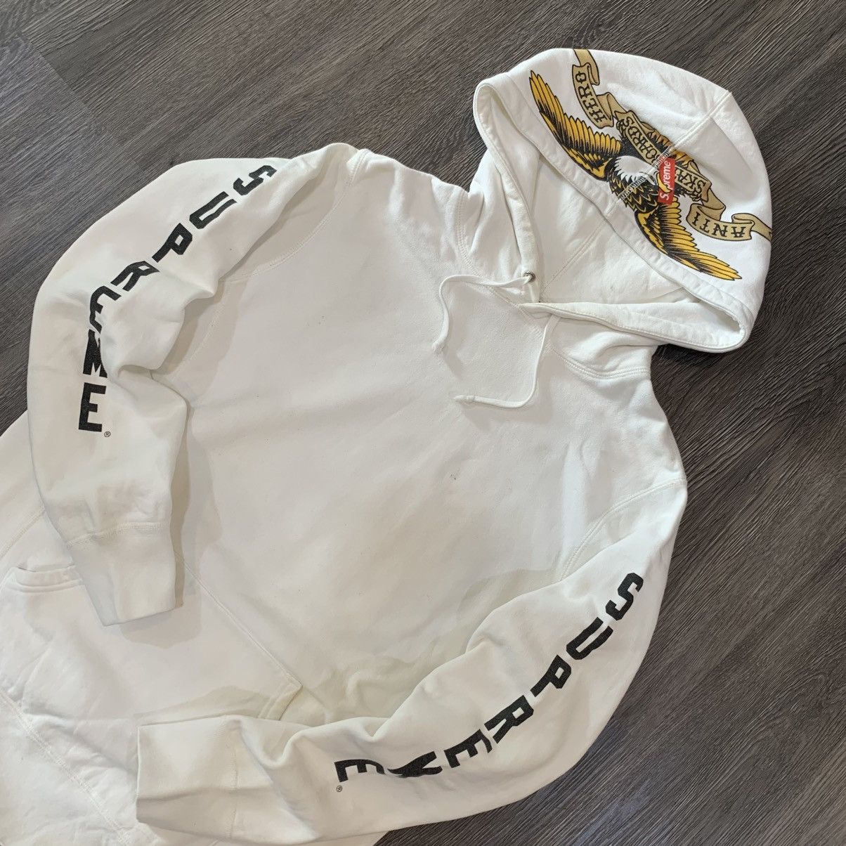 Antihero × Supreme Supreme x Anti Hero FW16 Reverse Weave White Hoodie Size US M / EU 48-50 / 2 - 2 Thumbnail