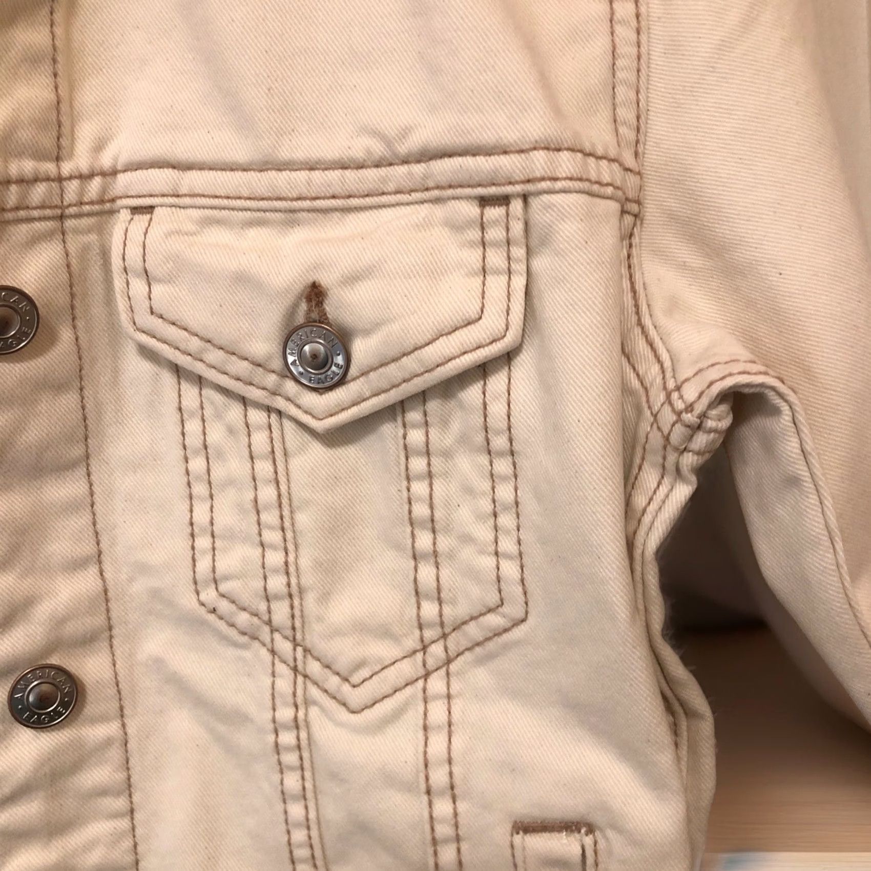 American Eagle Outfitters VINTAGE? No — American Eagle Outfitters Boyfriend Denim Jean Jacket XS Cream Women Jacket Size 26" / US 2 / IT 38 - 5 Thumbnail