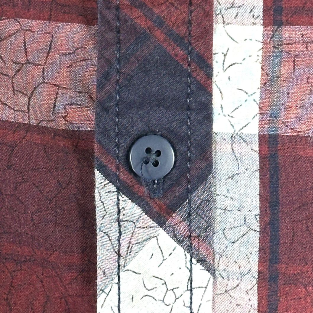 Marcs Marc Ecko Shirt Adult EXTRA LARGE Plaid Blue Burgundy Cotton Polyester Blend Pocketed Button-Up - Long Sleeve Size US XL / EU 56 / 4 - 6 Thumbnail