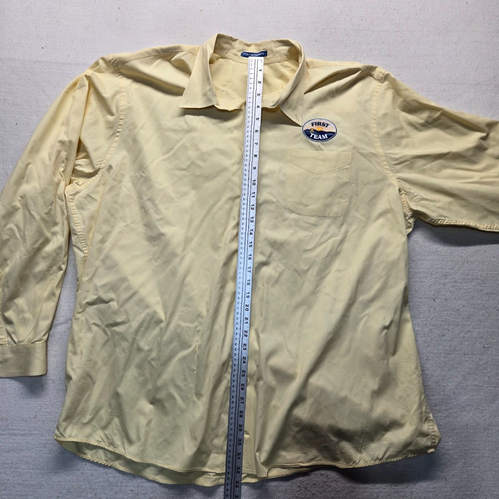 Logo 7 First Team Roanoke Virginia VA Shirt 4XLT Tall Mens Yellow Logo Button Up Long Sleeve Size US XXL / EU 58 / 5 - 7 Thumbnail