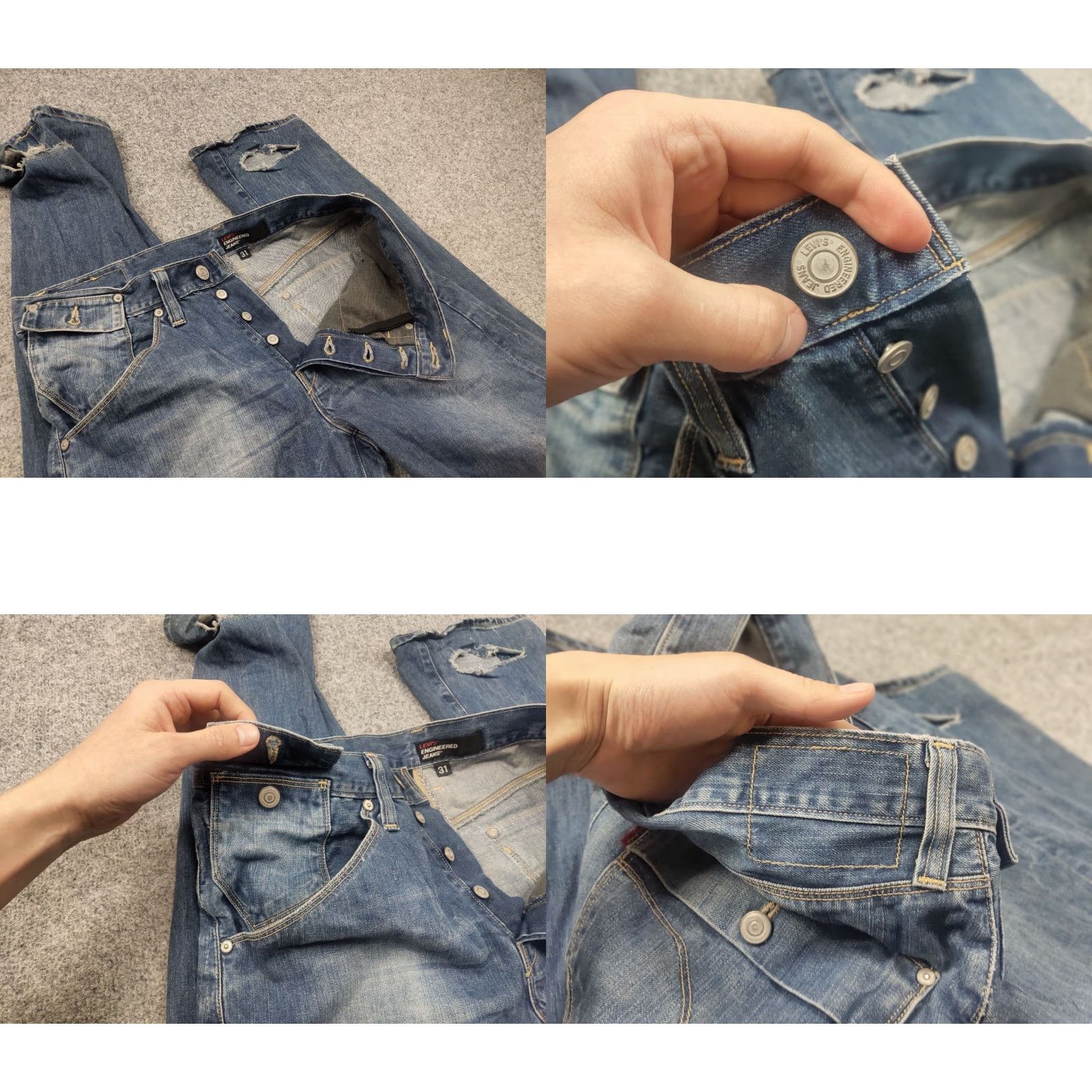 Levi's VINTAGE Levi's Engineered Jeans 90s Denim Distressed Medium Blue 32 Regular Mens 5-Pocket Size US 32 / EU 48 - 9 Thumbnail