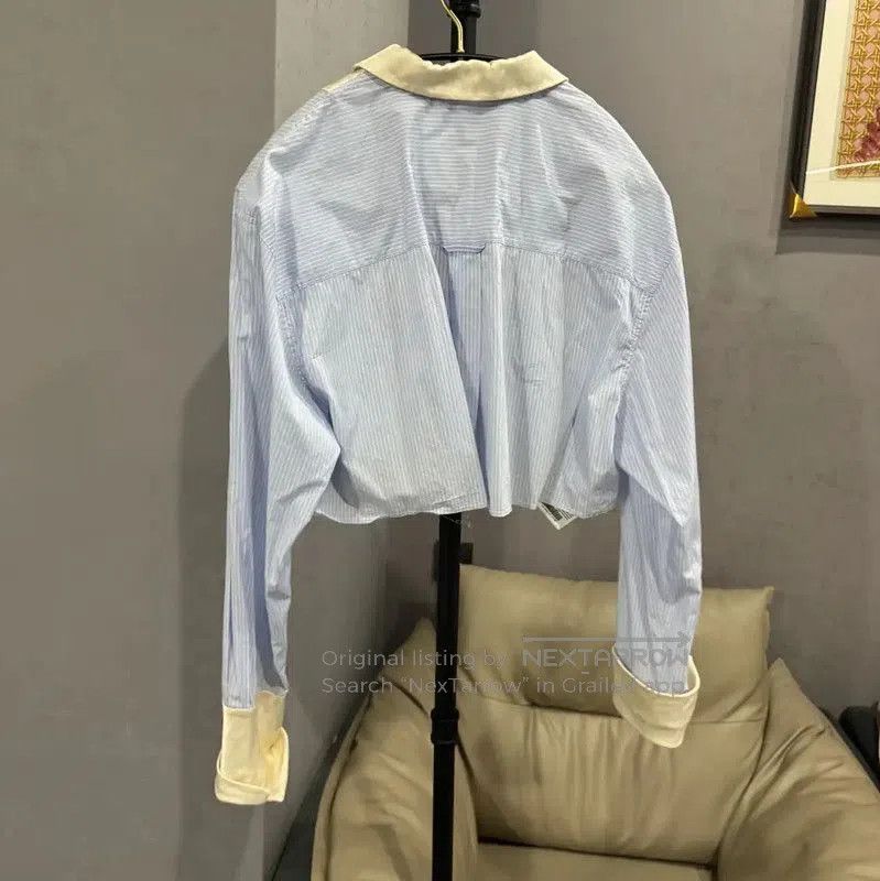 Miu Miu Miu Miu Light Blue Cropped Cotton Shirt . Size M / US 6-8 / IT 42-44 - 2 Thumbnail