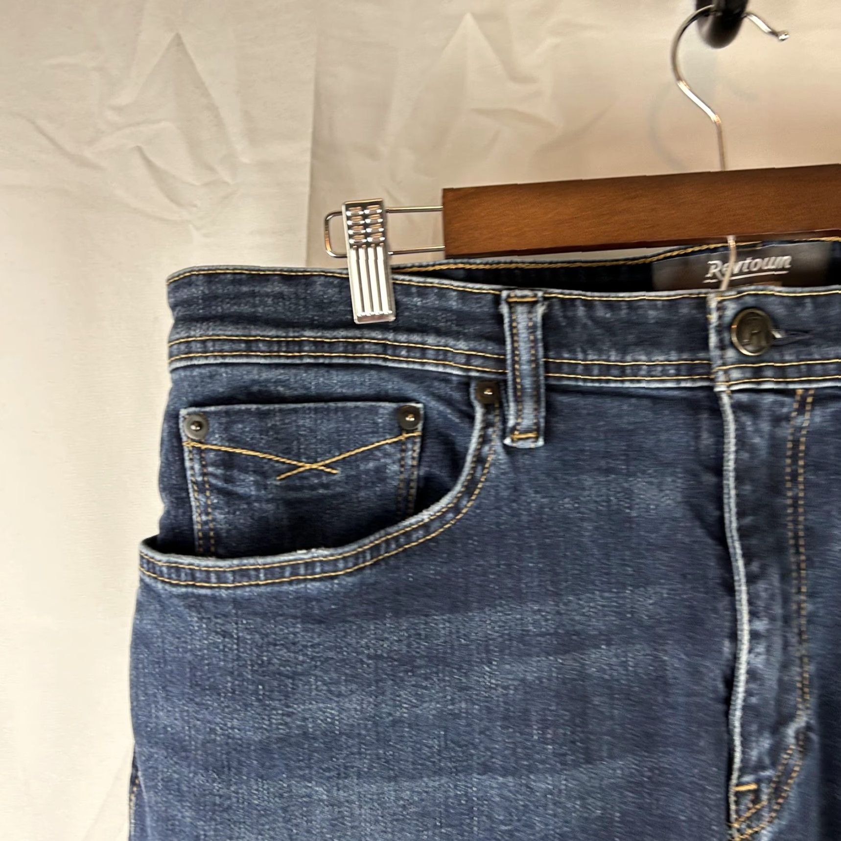 Denime Revtown Decade Denim Sharp Jeans Mens 36x32 Blue Straight Stretch 5-Pocket Size US 36 / EU 52 - 3 Thumbnail