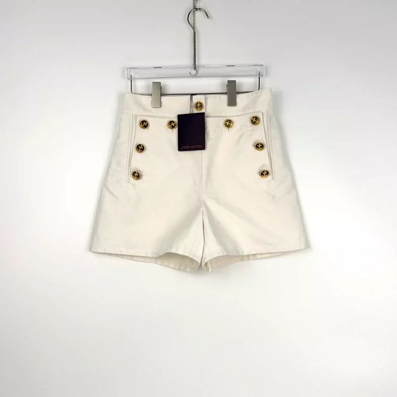 Louis Vuitton Louis Vuitton White Anchor Metal Buckle Strap Shorts 2505-N Size 37" - 3 Thumbnail
