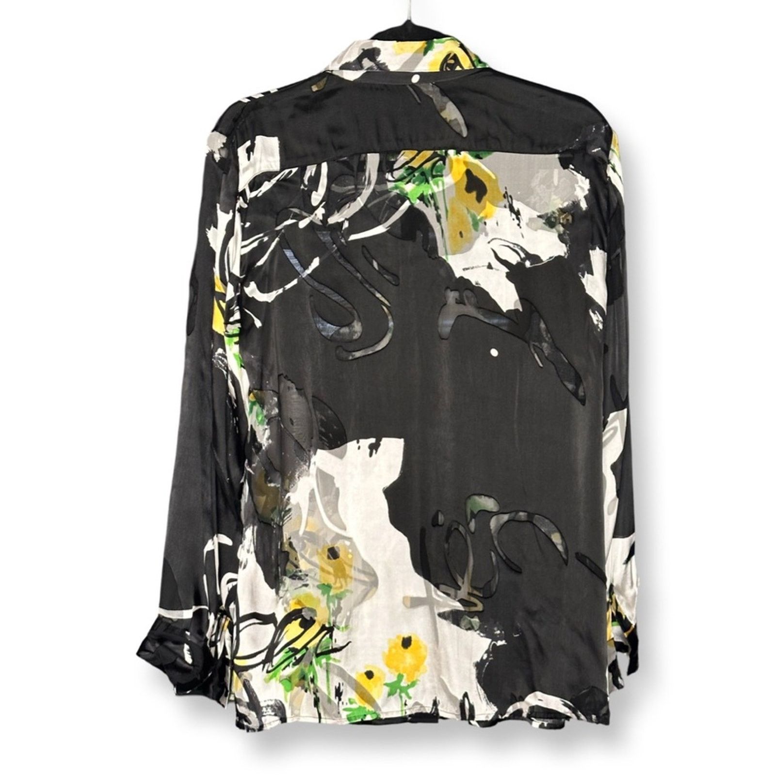 Chicos Chico’s Semi Sheer Silk Long Sleeve Blouse Size M / US 6-8 / IT 42-44 - 3 Thumbnail