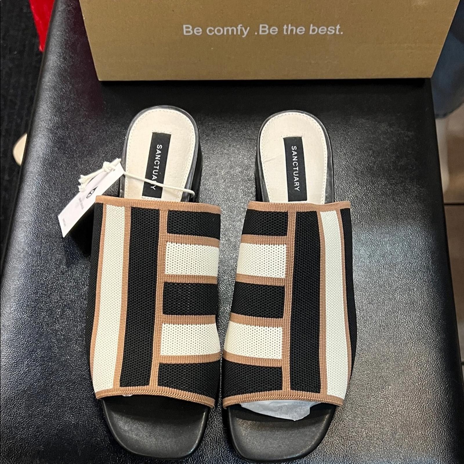 Sanctuary Sanctuary Black, White, and Tan Women's Mules Size US 11 / IT 41 - 1 Thumbnail