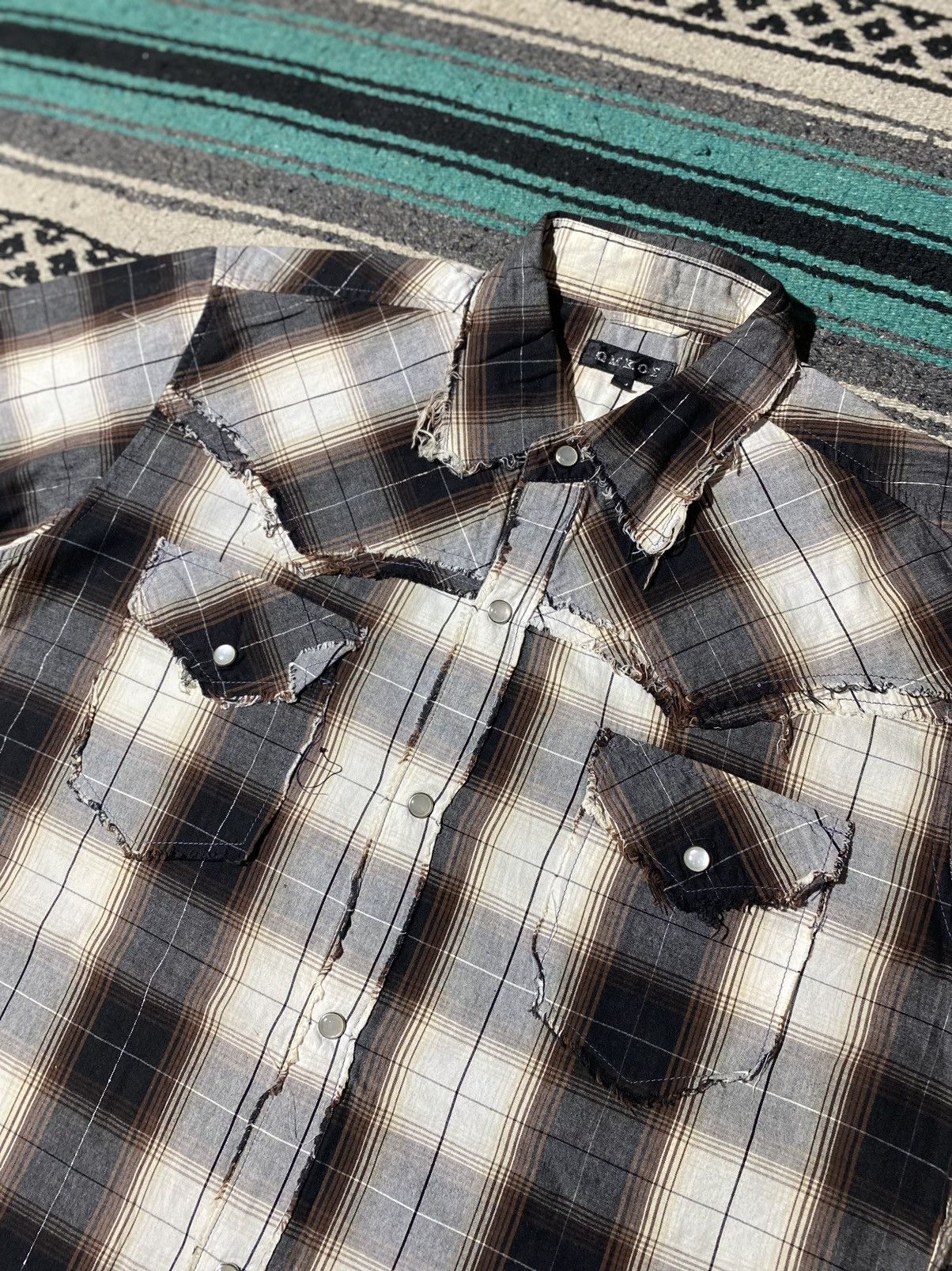 If Six Was Nine × Japanese Brand × Le Grande Bleu (L.G.B.) OMKOE Distressed Western Button Shirt Size US M / EU 48-50 / 2 - 4 Thumbnail
