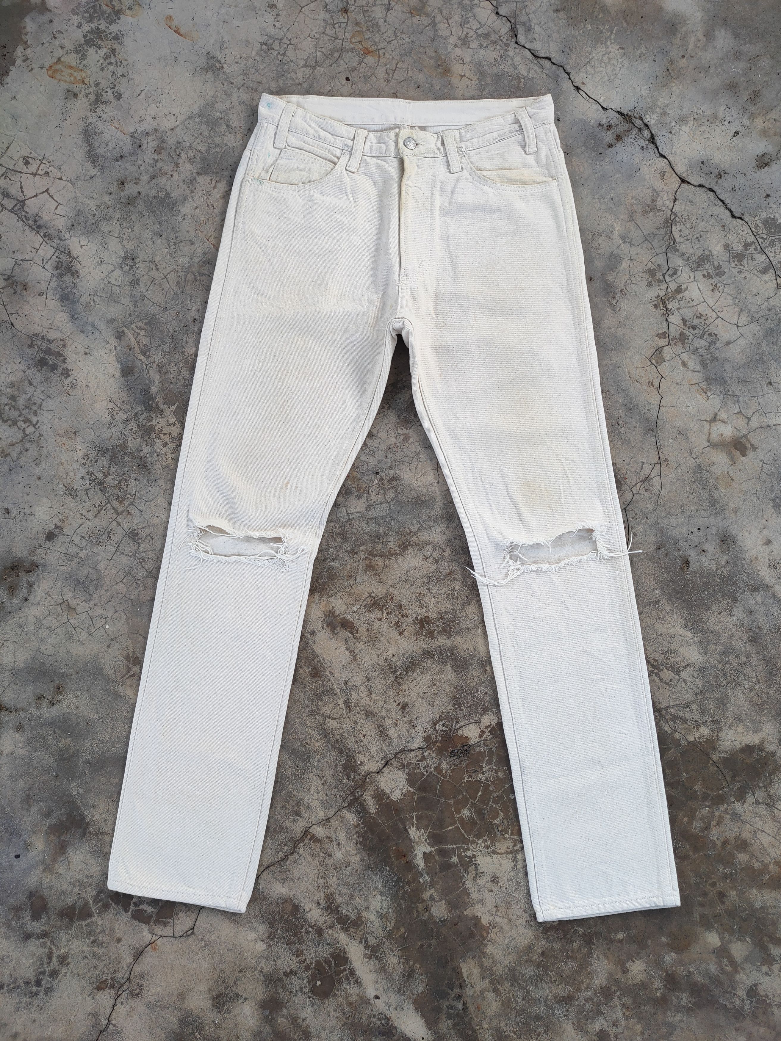 Unused VINTAGE UNUSED SKINNY FADED WHITE YELLOW JEANS DENIM PANTS Size US 32 / EU 48 - 1 Thumbnail