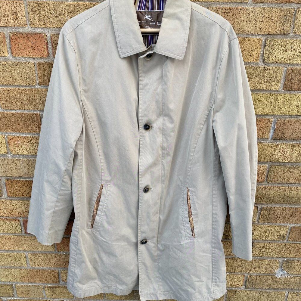 Etro Etro Parid Beige Collared Black Button Trench Coat Size 50 Size US M / EU 48-50 / 2 - 4 Thumbnail