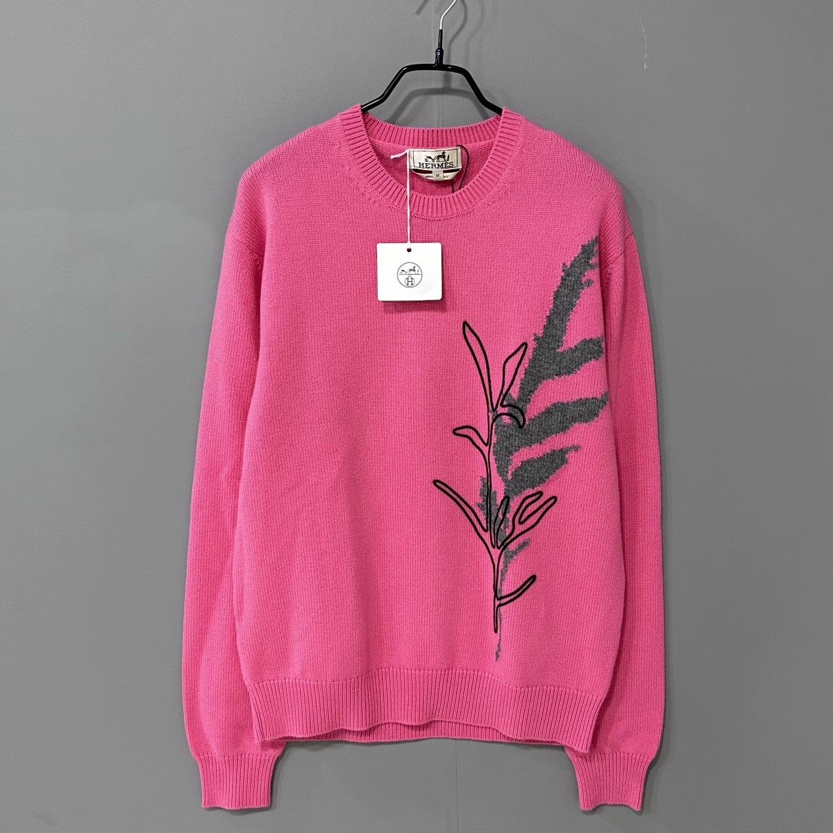 Hermes Hermes Pink Cashmere Plant Jacquard Sweater Size M / US 6-8 / IT 42-44 - 1 Thumbnail