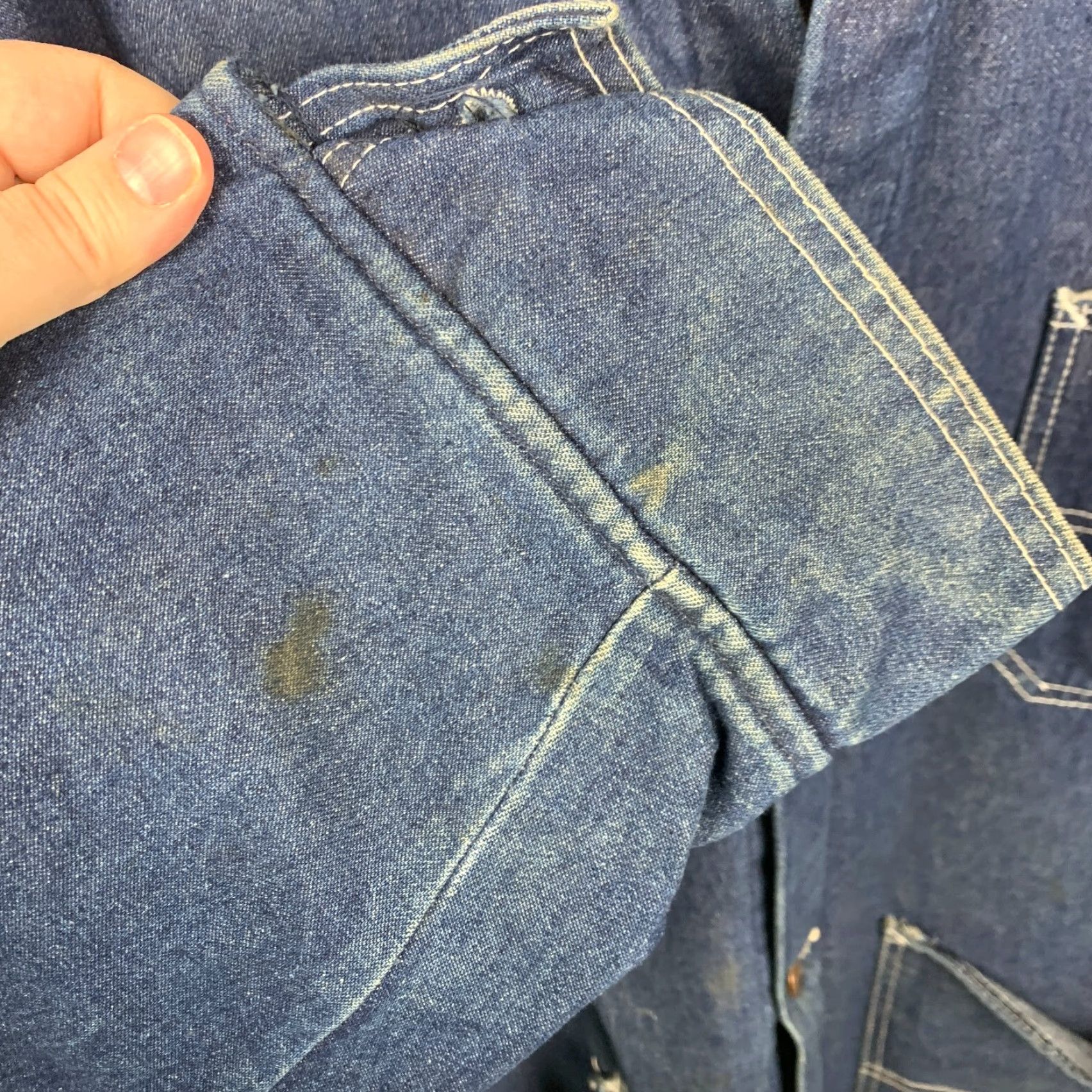 Vintage VINTAGE Big Smith Jacket Denim 3X Men Blue Lined Blanket Stains Chest 28" Sleeves 33" Size US 39 - 4 Thumbnail