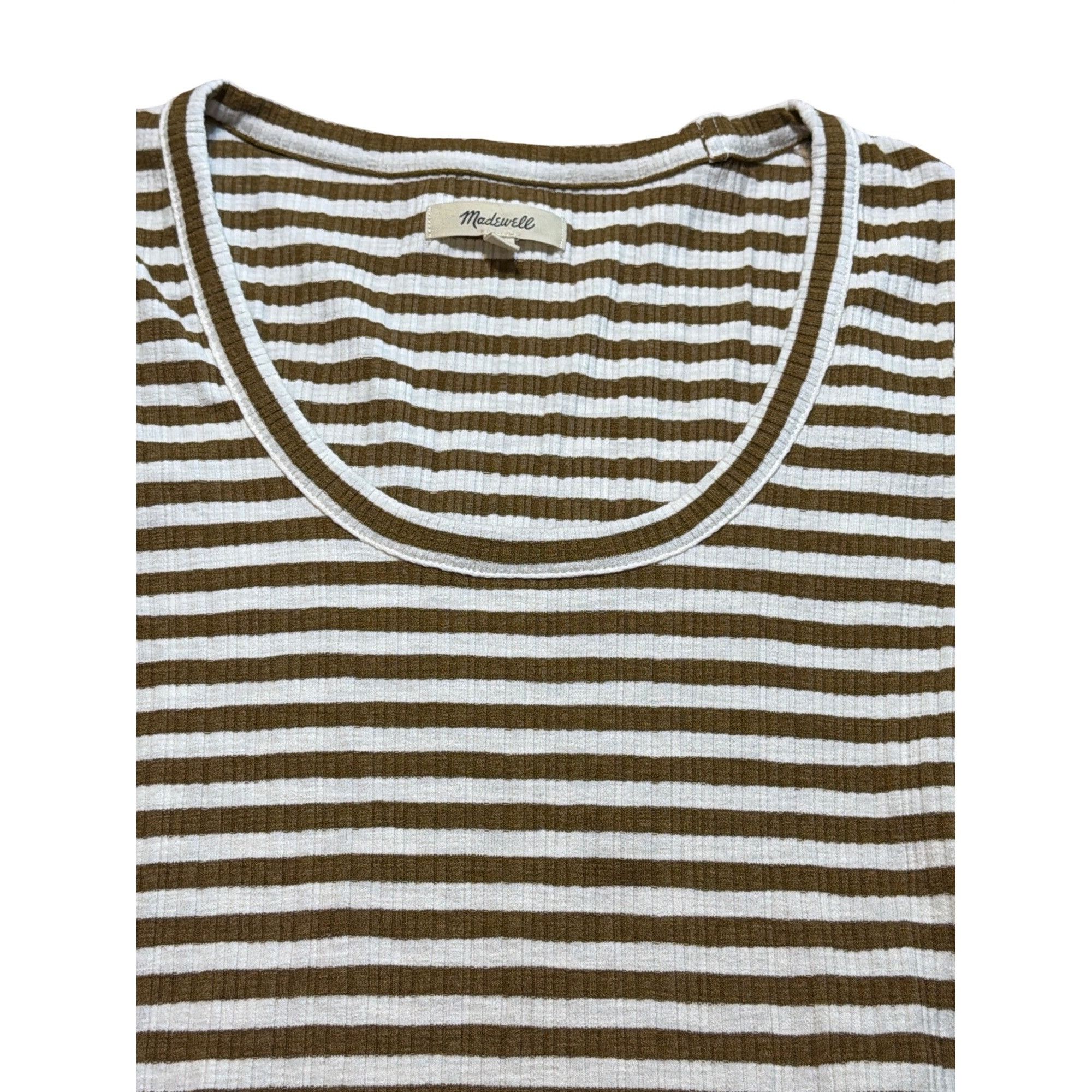 Madewell Madewell Brown White Striped Long Sleeve Shirt Y2K Ribbed Sc Size S / US 4 / IT 40 - 3 Thumbnail