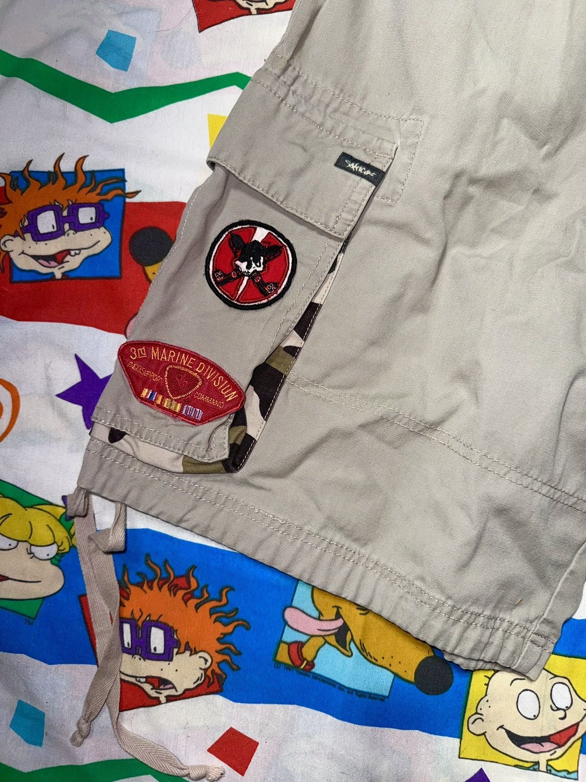 JNCO Vintage 90s JNCO 85 Marine Skull Patches Cargo Shorts Size US 36 / EU 52 - 2 Thumbnail