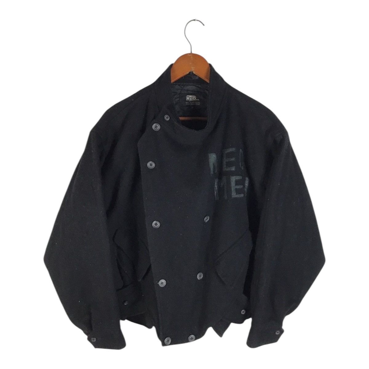 Issey Miyake Avant-Garde ‘NEO MEN’ Asymmetrical Black Batwing Boxy Jacket Size US M / EU 48-50 / 2 - 1 Thumbnail