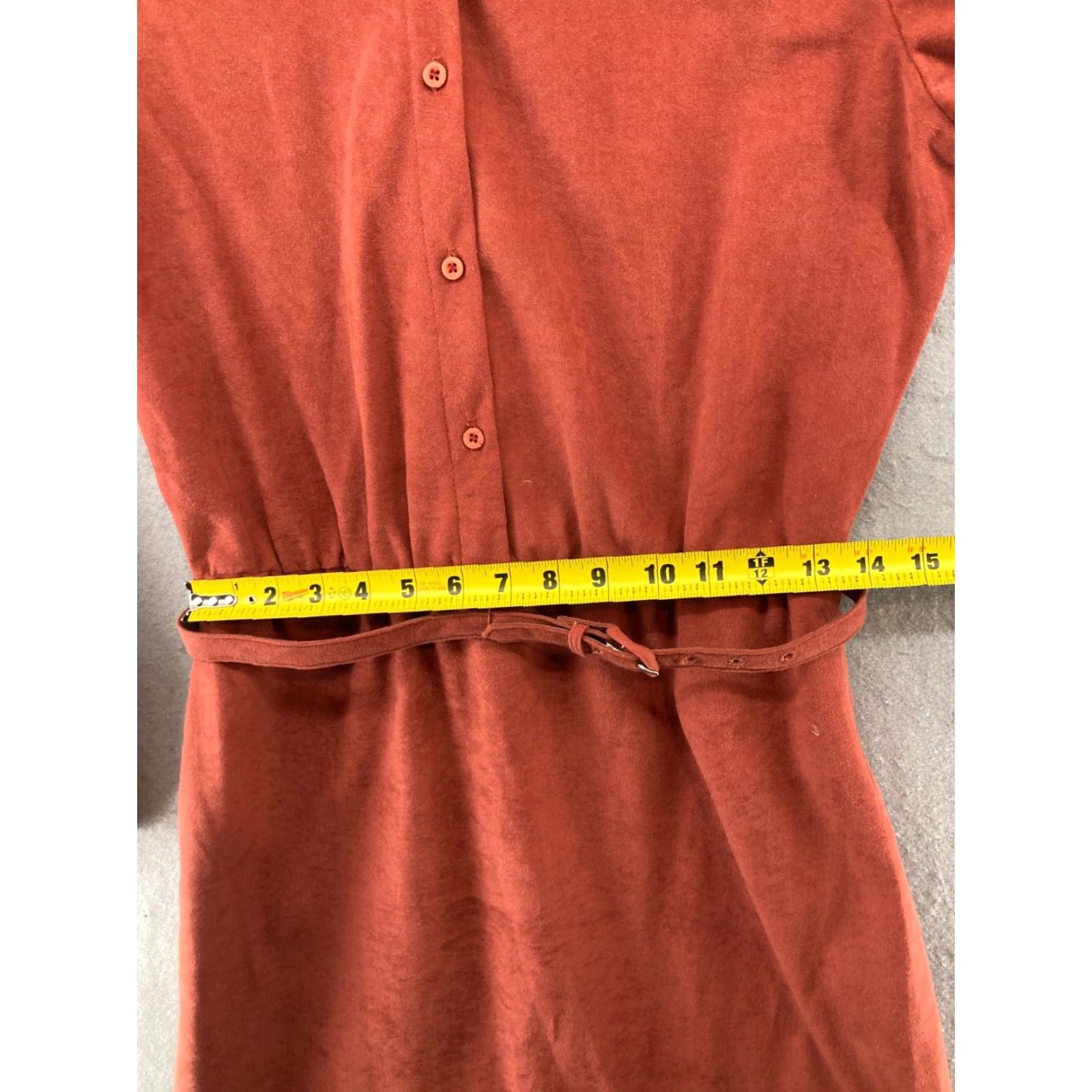 Vintage VINTAGE Straight Lane Womens Dress 14 Brown Velvet Hippy Belted Collared Knee Length Casual Womens Size XL / US 12-14 / IT 48-50 - 3 Thumbnail