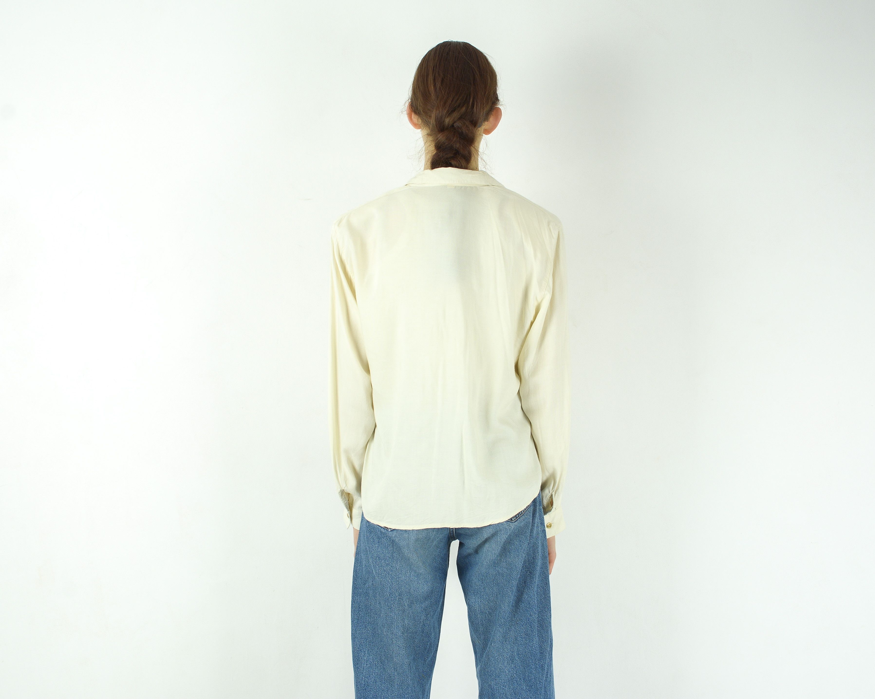 Other × Vintage Button Up Shirt Shoulder Padded Blouse Collared Long Sleeeve Size L / US 10 / IT 46 - 3 Thumbnail