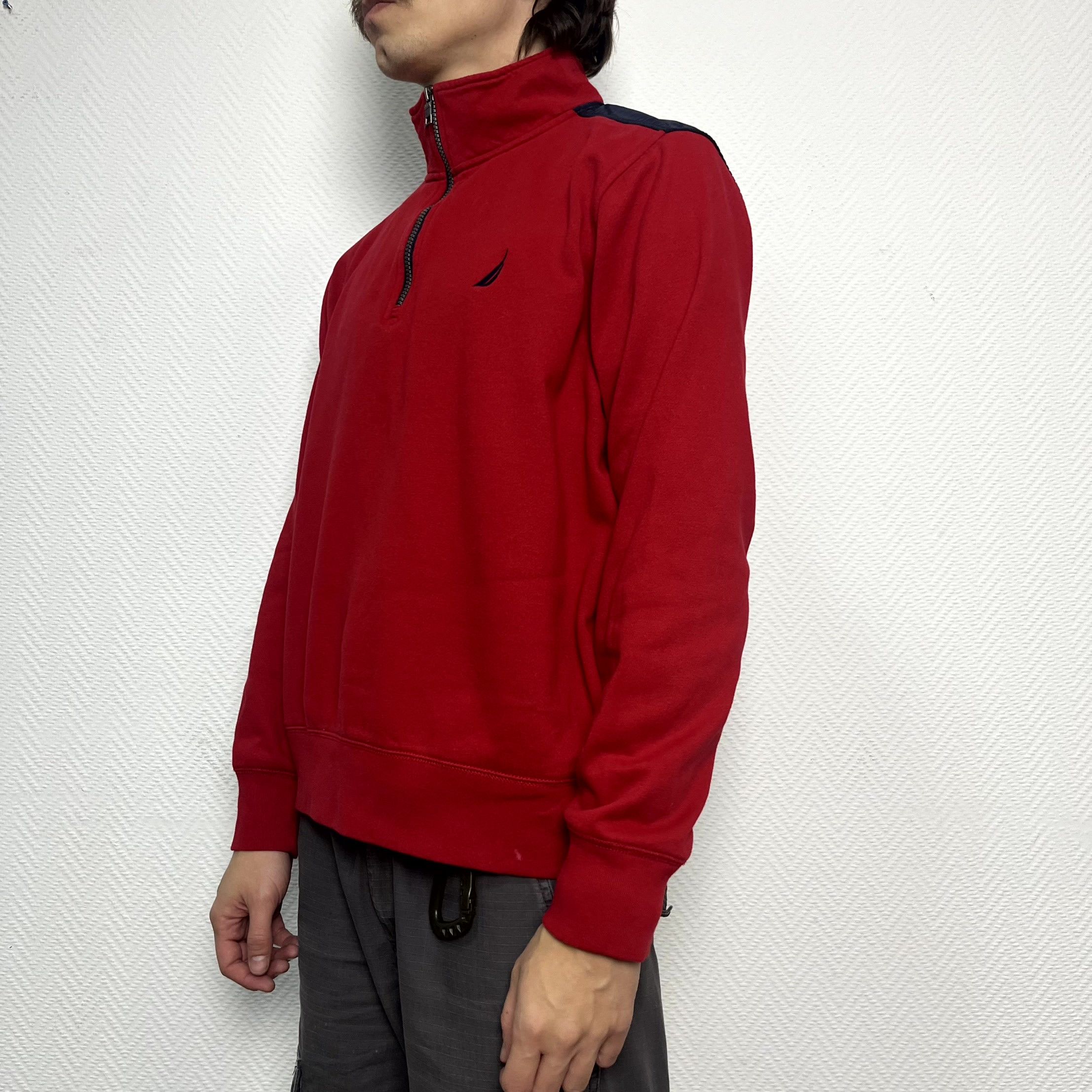 Nautica Nautica Red 1/4 Zip Fleece Pullover Embroidered Logo Size M Size US M / EU 48-50 / 2 - 11 Thumbnail