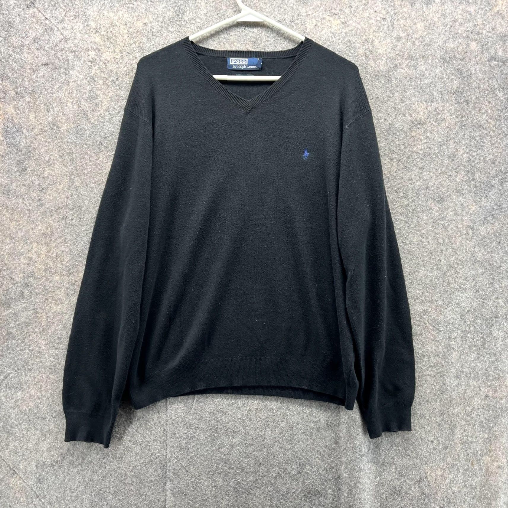 Polo Ralph Lauren Ralph Lauren Sweater Men Large Black Pullover V Neck Pima Cotton Polo Pony Sweatshirt Size US L / EU 52-54 / 3 - 2 Thumbnail