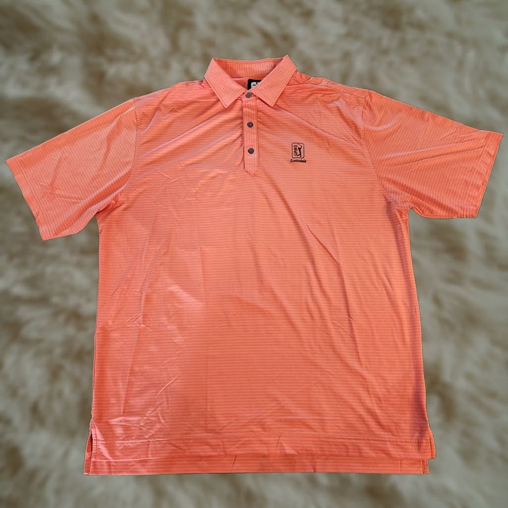 Footjoy FootJoy TCP Polo Shirt Mens 2XL Coral Tournament Players Club Performance Polo Shirt Short Sleeve Logo Mens 2XL Coral Golf Size US XXL / EU 58 / 5 - 1 Thumbnail
