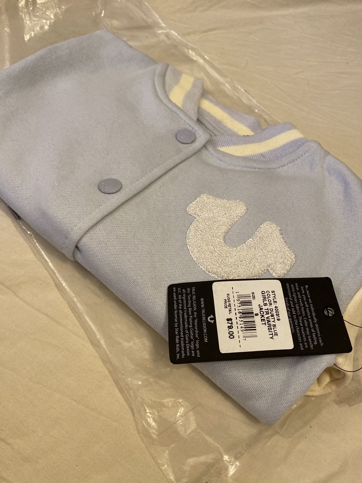 True Religion True Religion Girls Varsity Jacket Dusty Blue Size S NWT Size S / US 4 / IT 40 - 6 Thumbnail