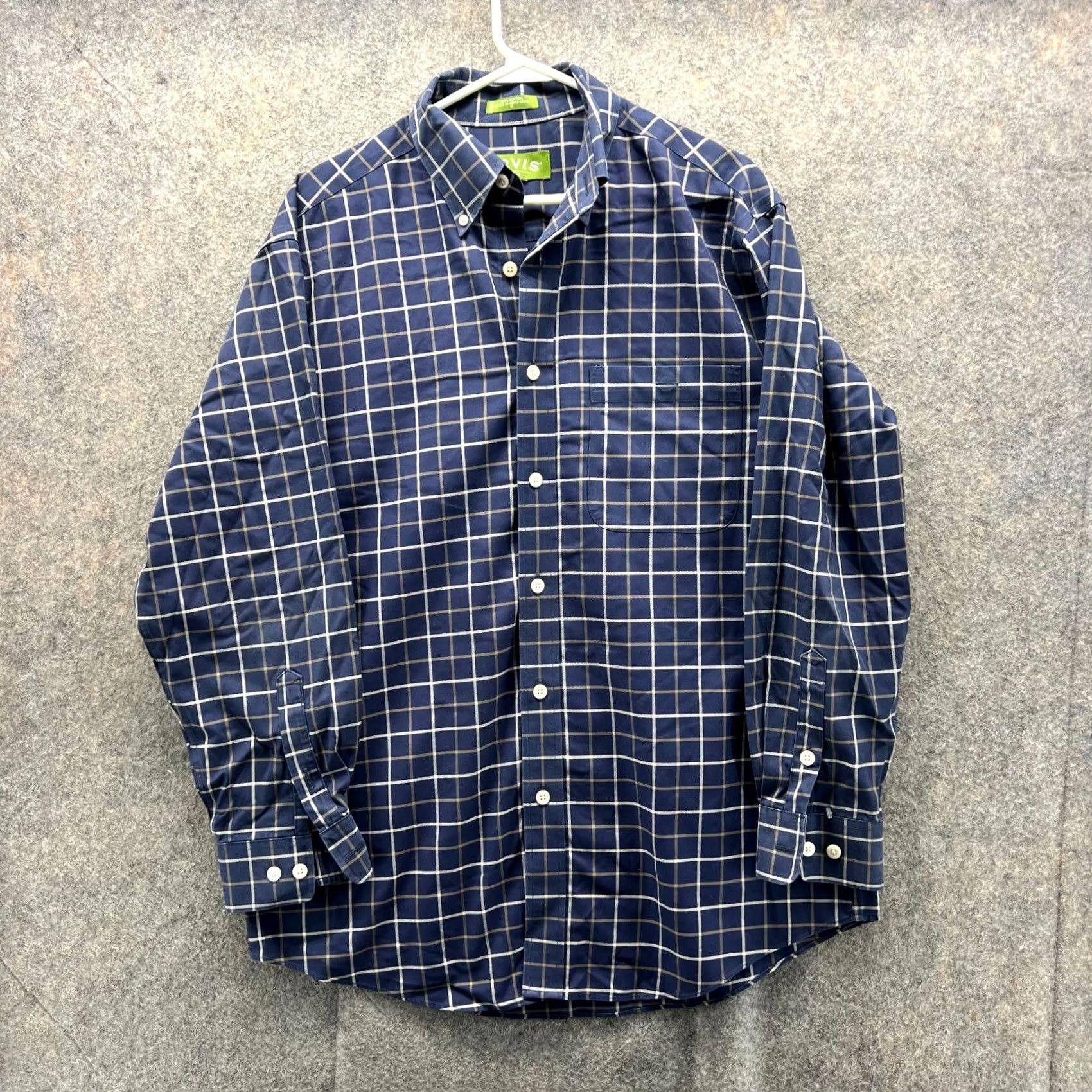 Orvis Orvis Shirt Men Medium Adult Blue Navy Grid Check Button Up Oxford Cotton Vtg Size US M / EU 48-50 / 2 - 2 Thumbnail