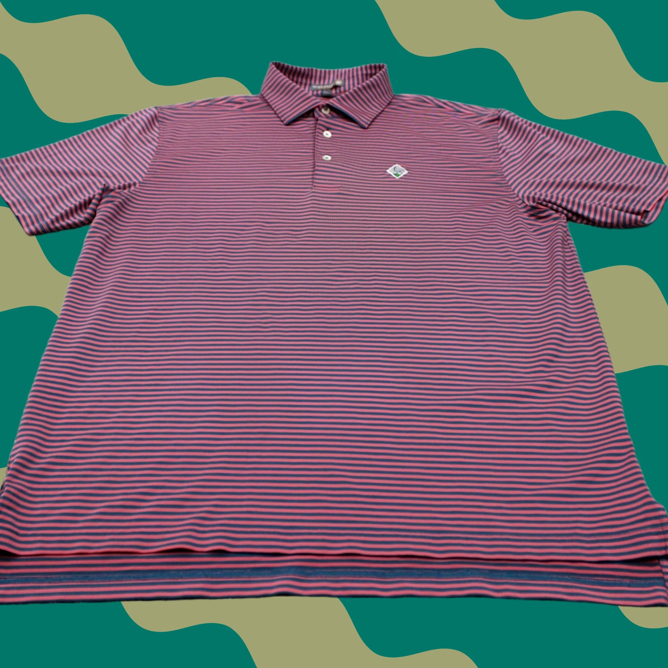 Peter Millar Peter Millar Summer Comfort Polo Shirt Men Large Pink/Blue Split Hem Stretch S/S Polo Shirt Mens Large Pink Blue Striped Golf Logo Polo Size US L / EU 52-54 / 3 - 1 Thumbnail