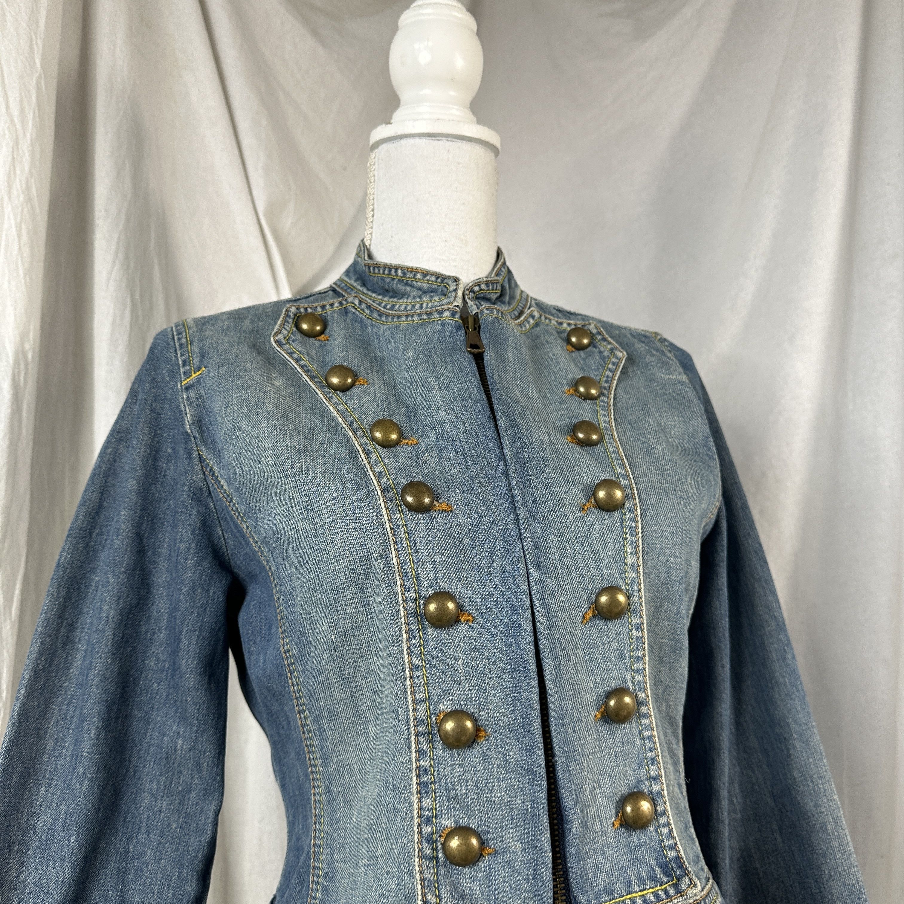 Vintage Vintage Denim Officer Military Styled 00S Jeans Jacket Size M / US 6-8 / IT 42-44 - 7 Thumbnail