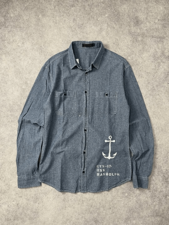 Cool Shirtz × Designer BLUE WATHER URBAN GARMENT chambray shirt Size US S / EU 44-46 / 1 - 1 Thumbnail
