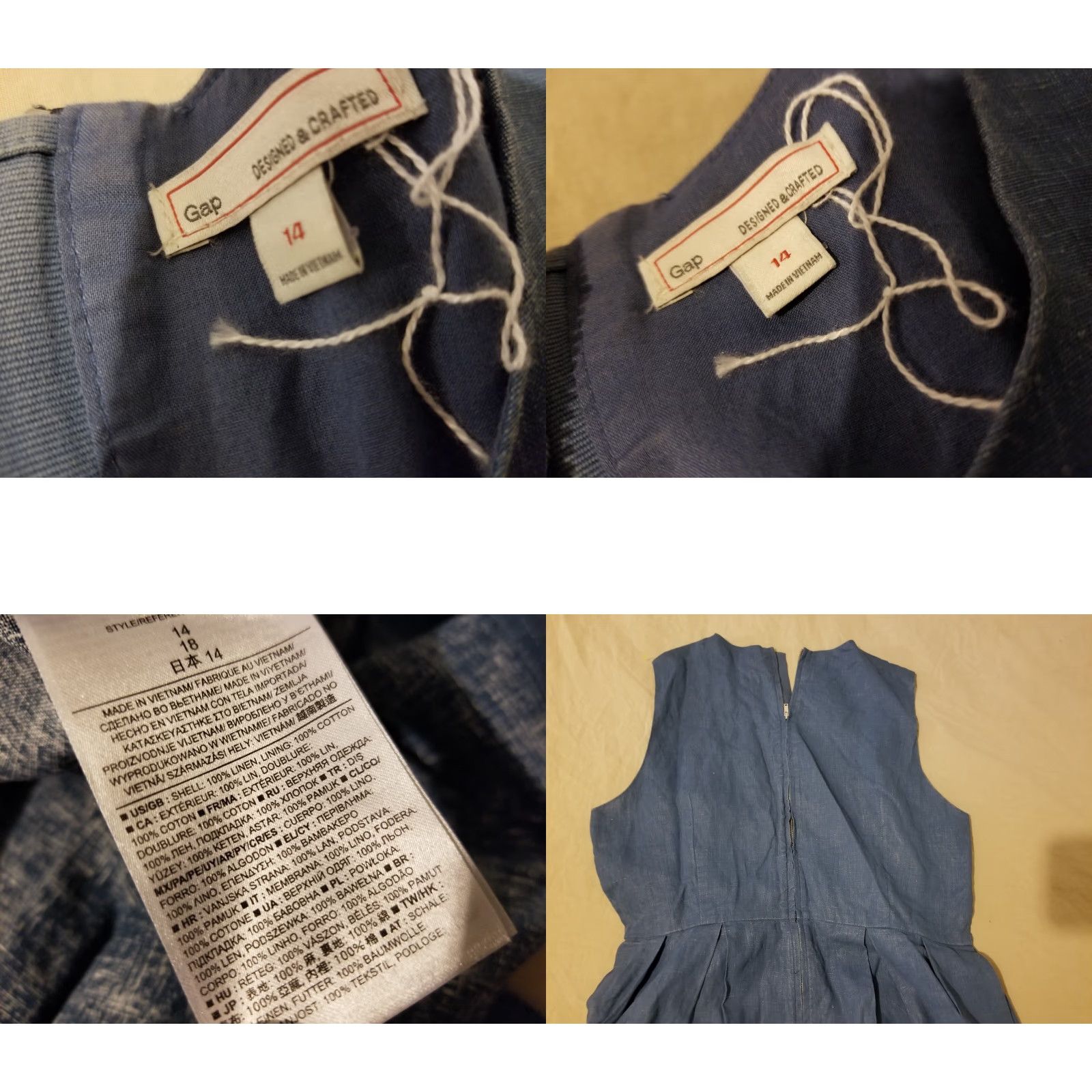 Gap Womens Gap Dress A-Line Linen Blue Midi Size 14 Regular Short Sleeve? Size XL / US 12-14 / IT 48-50 - 8 Thumbnail
