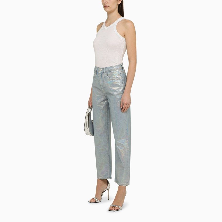 Frame o1d2blof0824 Cropped Denim Jeans in Light Blue Size 28" / US 6 / IT 42 - 2 Thumbnail