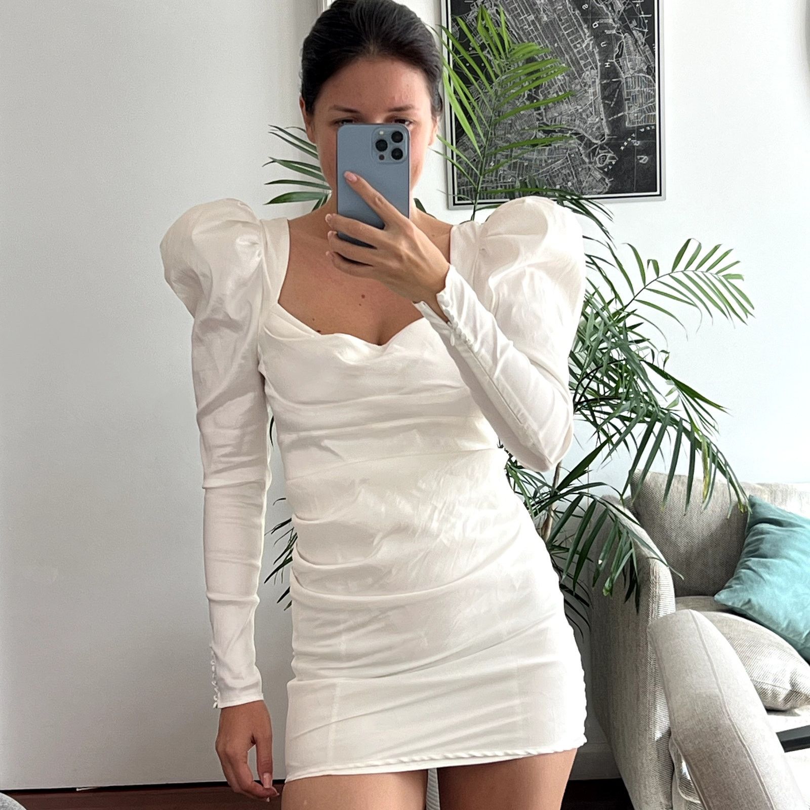 blue chiffon long sleeve dress Elsie Modern A-Line Long Sleeves Chiffon Dresses, Pool main image 0