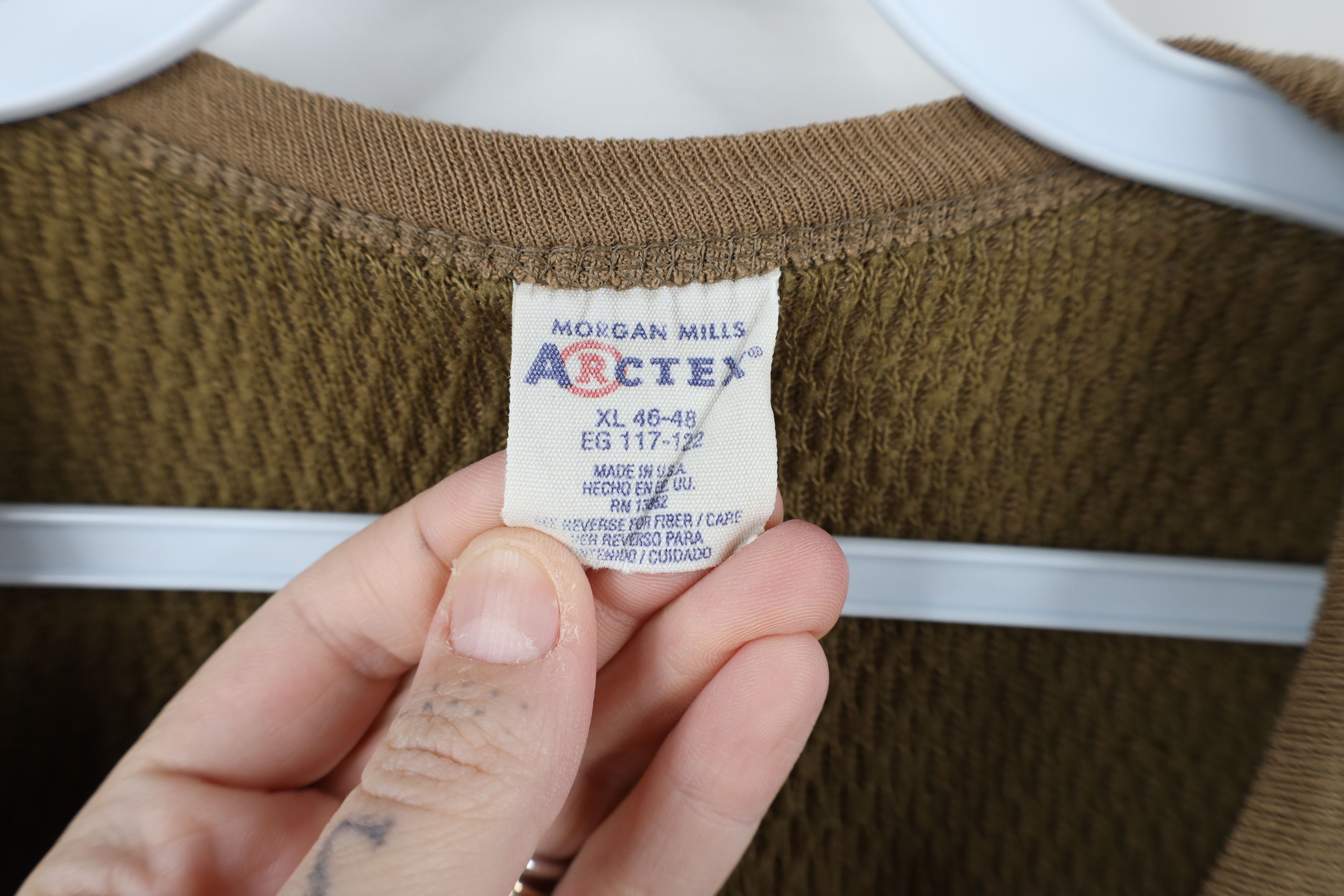 Vintage Vintage 90s Streetwear Thermal Waffle Knit T-Shirt Brown USA Size US XL / EU 56 / 4 - 8 Thumbnail