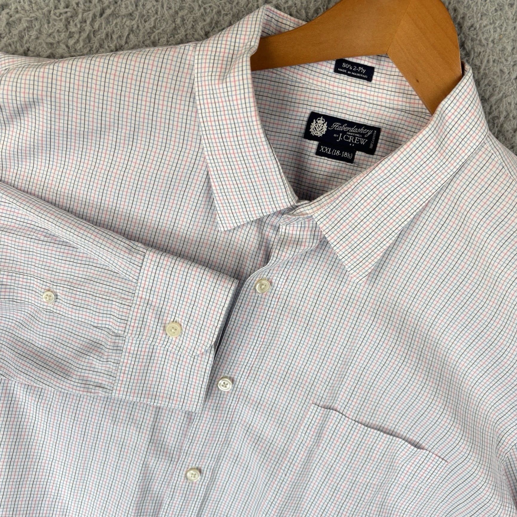 J.Crew J.CREW Haberdashery Shirt Mens 2XL Cotton Twill Check 80s 2 Ply Dress Shirt Collar Barrel Cuff Long Sleeve Multicolor Men Mens Size US XXL / EU 58 / 5 - 2 Thumbnail