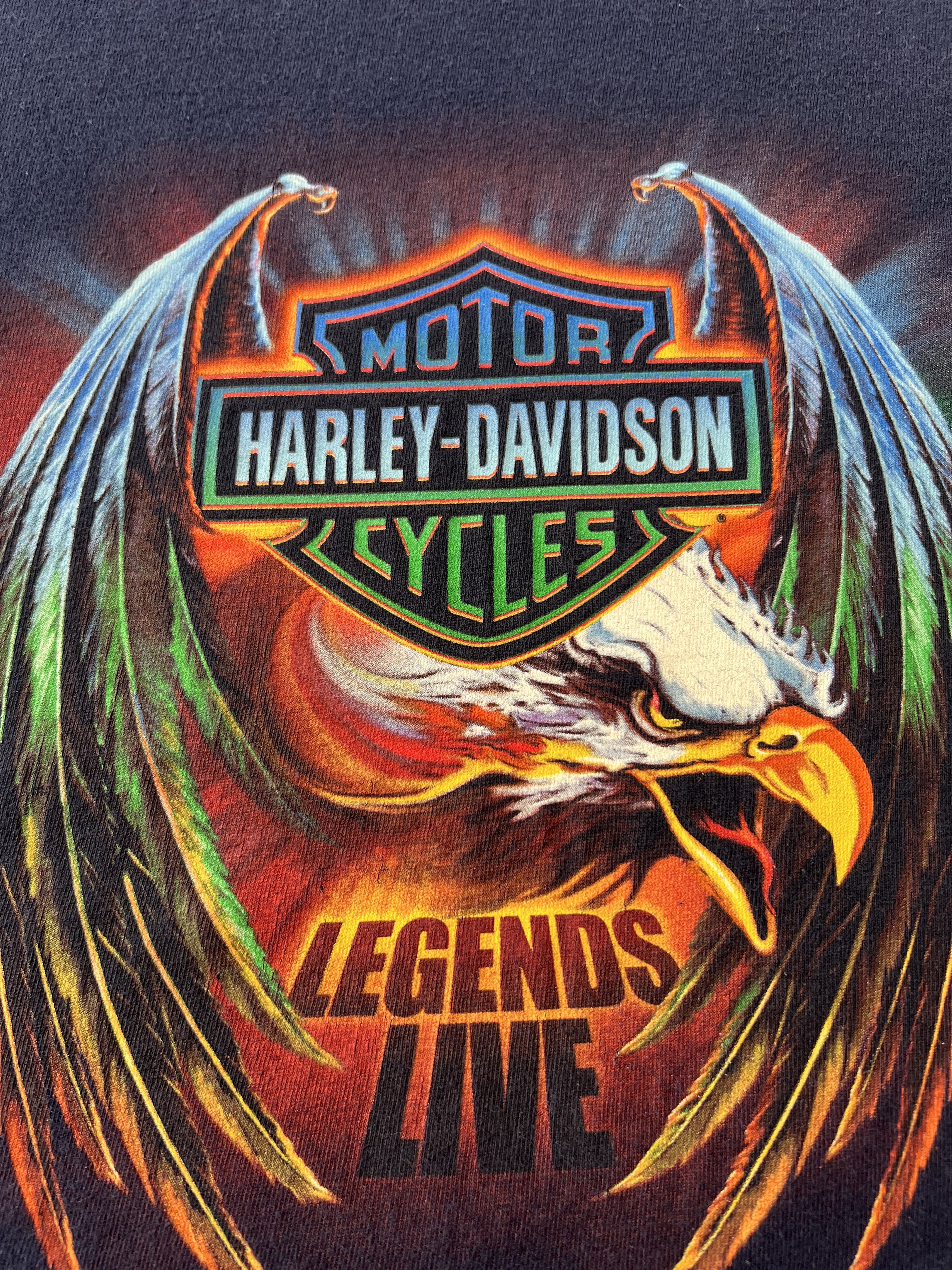 Harley Davidson Vintage 2000s Harley Davidson Eagle Motorcycle Navy T-shirt Size US XL / EU 56 / 4 - 6 Thumbnail