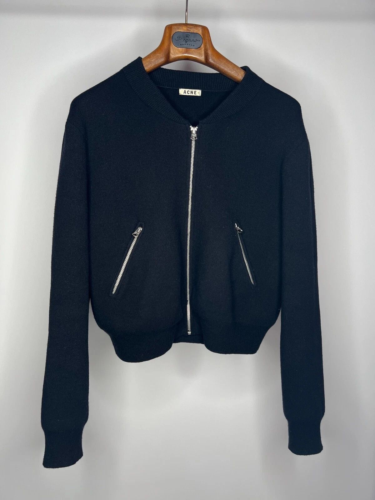 Acne Studios Acne Studios Olympia Black Merino Wool Agnora Bomber Jacket Size S / US 4 / IT 40 - 1 Thumbnail