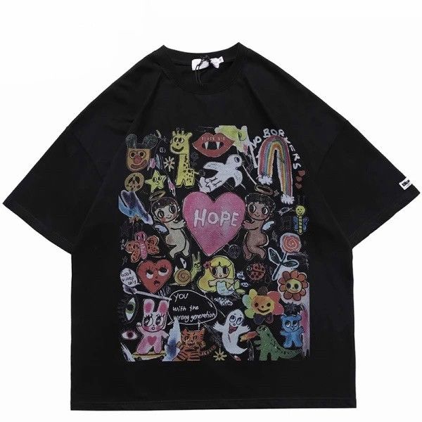 Vintage Cartoon Streetwear Harajuku Painting Graphic T Shirt Size US M / EU 48-50 / 2 - 1 Thumbnail