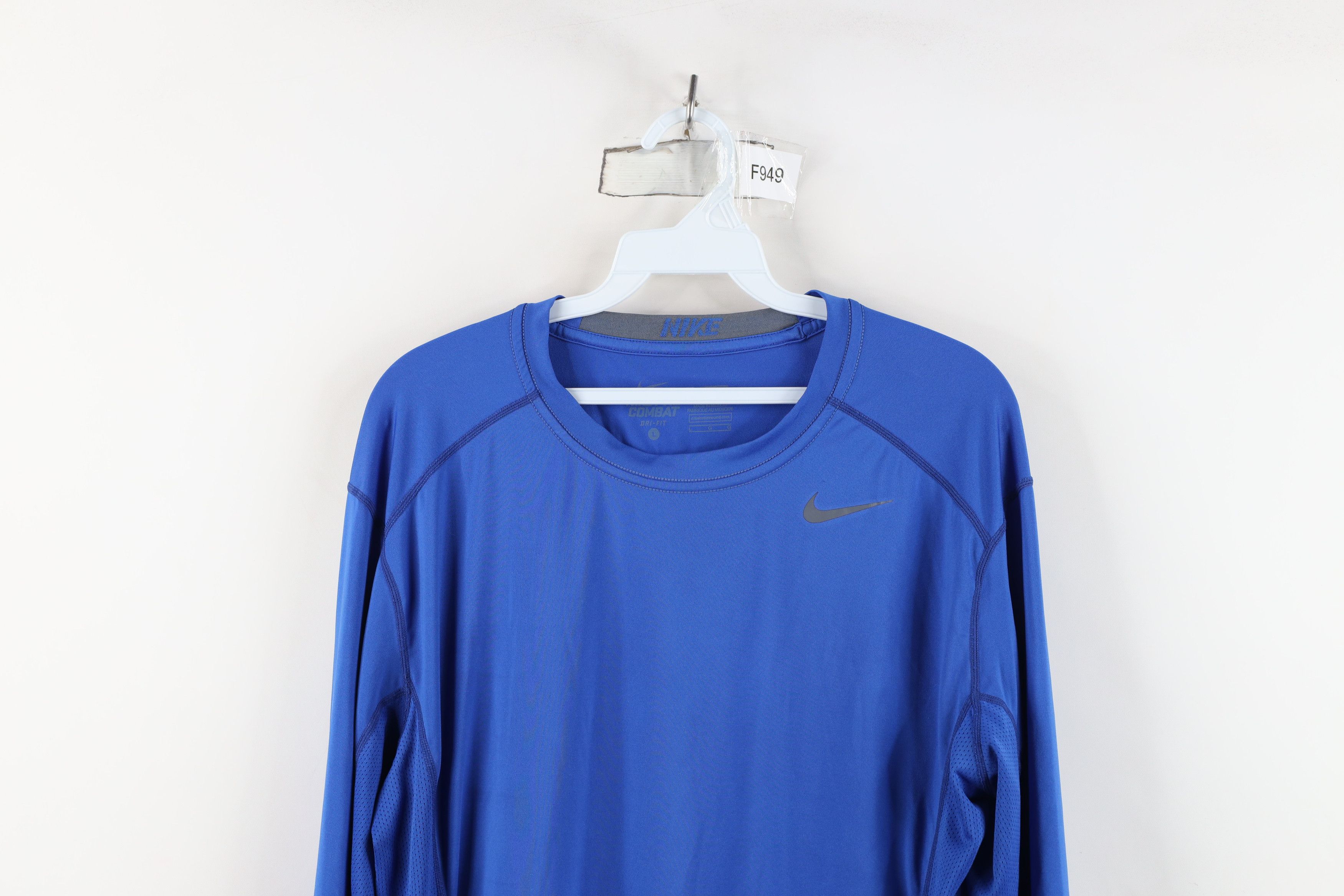 Nike Nike Pro Combat Fitted Training Long Sleeve T-Shirt Blue Size US L / EU 52-54 / 3 - 2 Thumbnail