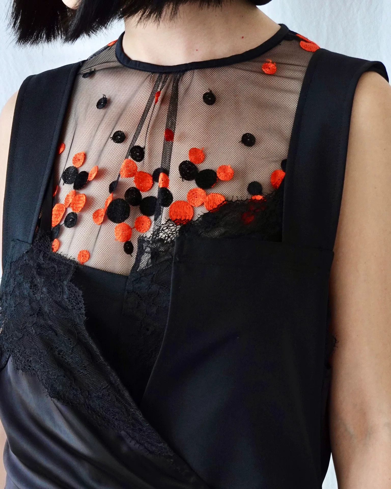 Rei Kawakubo CDG Robe Black Red Dot Mesh Top Size S / US 4 / IT 40 - 1 Thumbnail