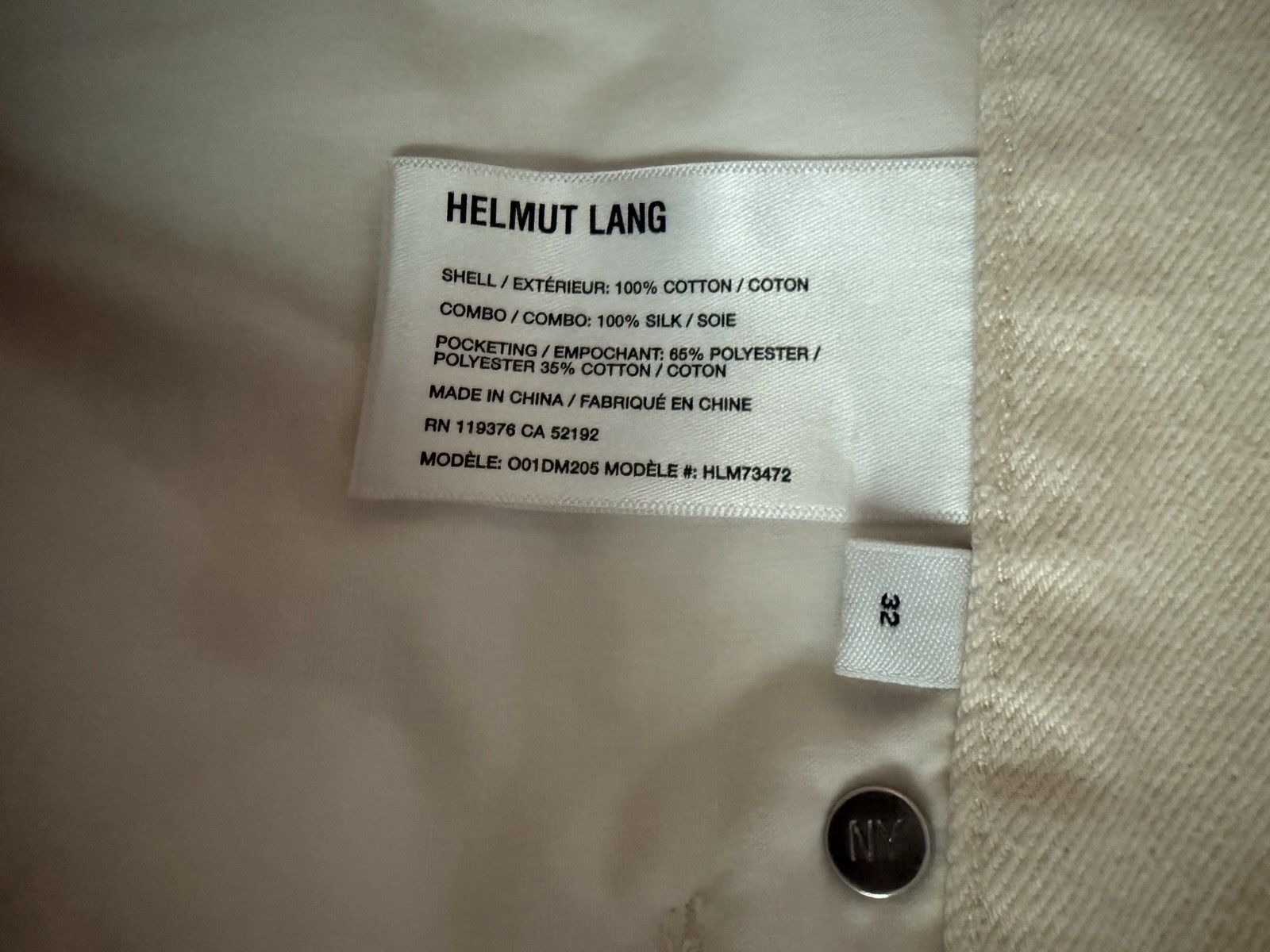 Helmut Lang Colorblock Distressed Silk Chiffon Panel Jeans Cream Size US 32 / EU 48 - 9 Thumbnail