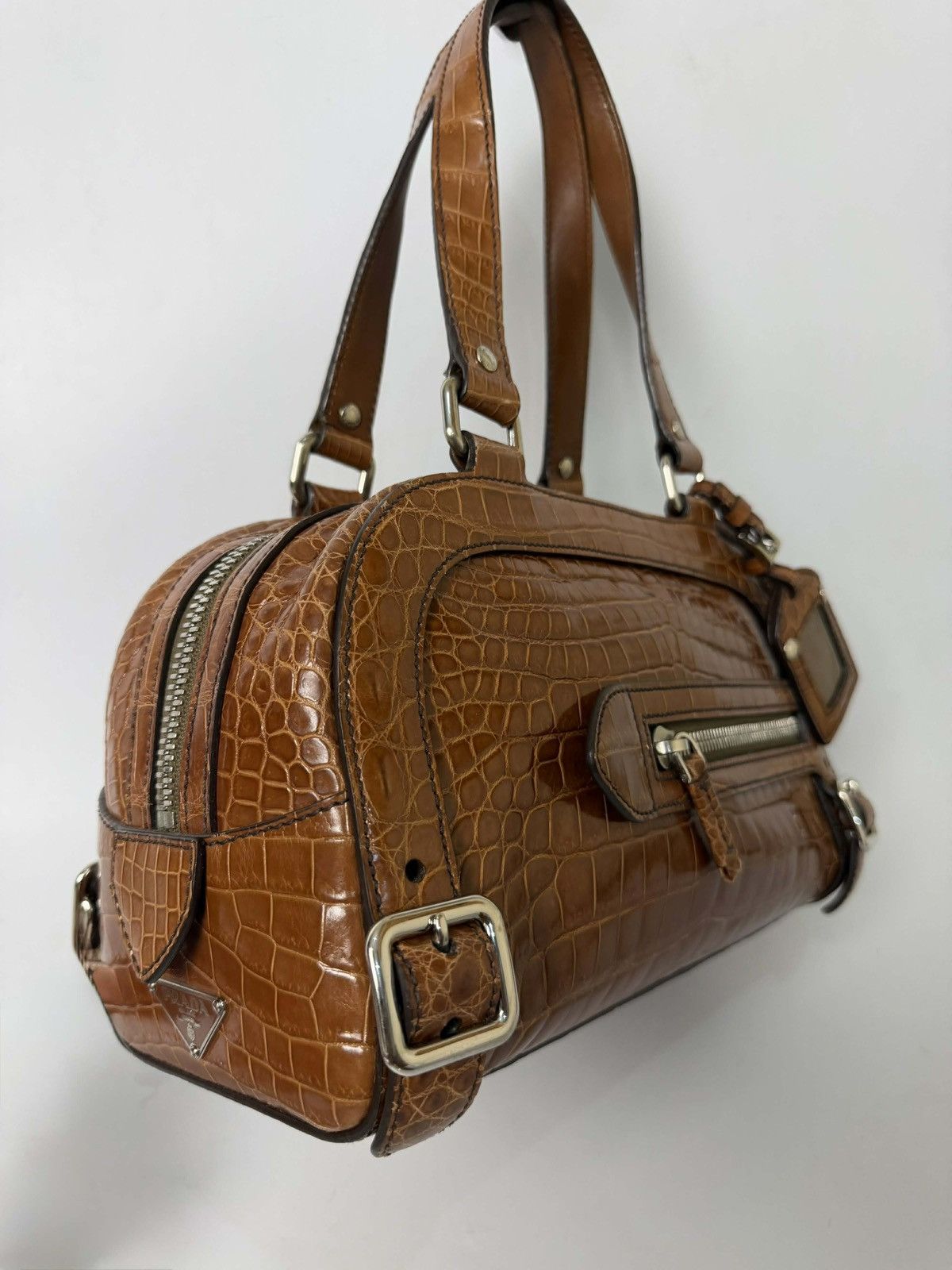 Prada Prada Brown Crocodile Bauletto Bag Size ONE SIZE - 6 Thumbnail