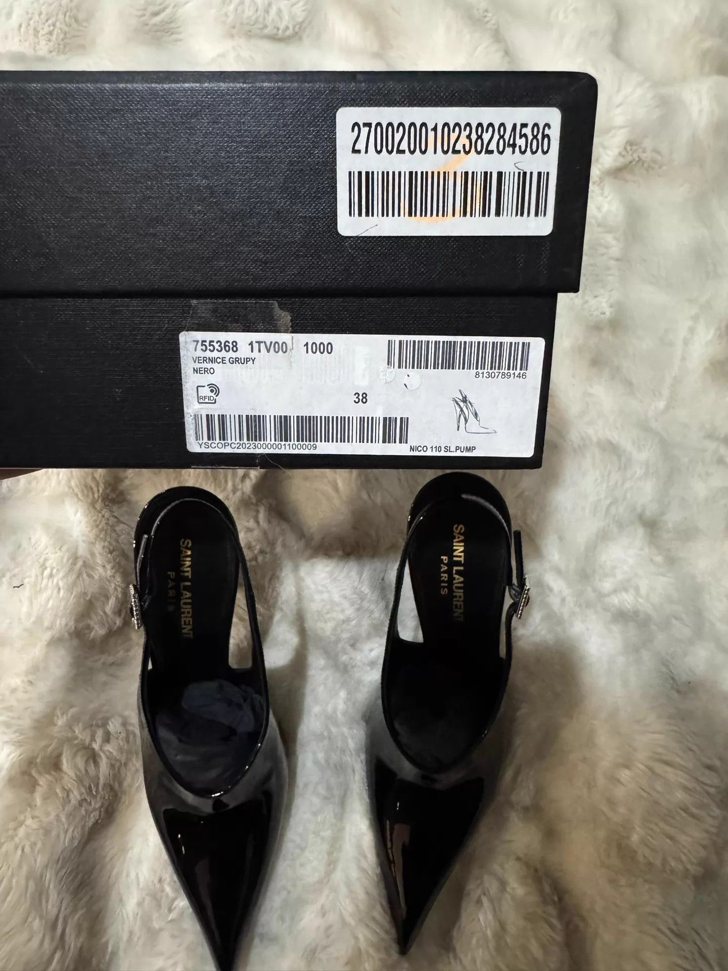 Yves Saint Laurent YSL Patent Crystal Pointed Pumps 38 New Size US 7.5 / IT 37.5 - 9 Thumbnail