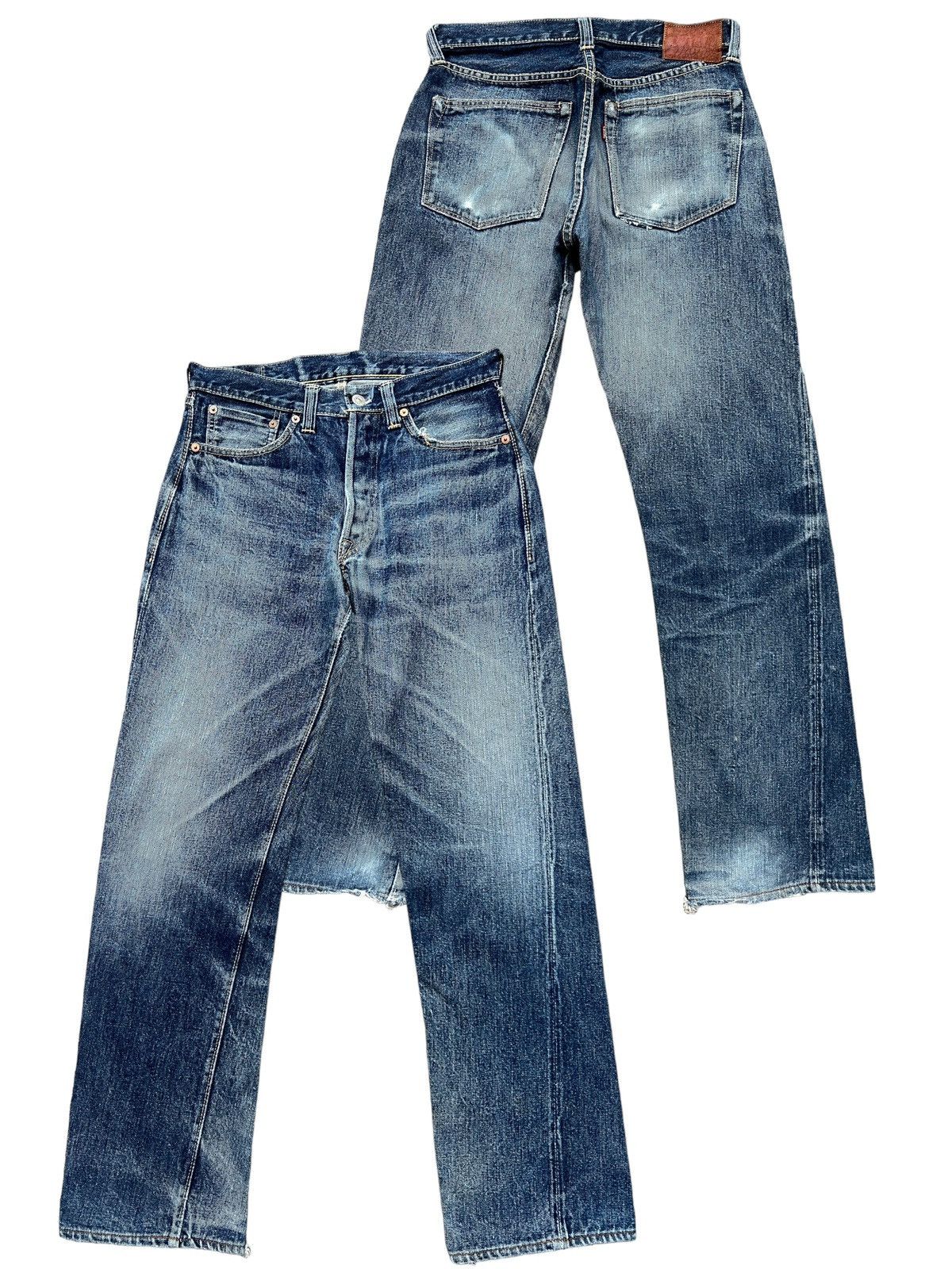 image of Distressed Denim x The Real Mccoys Vintage Joe Mccoy & Co Distressed Selvedge Denim Jeans 29 in Blu