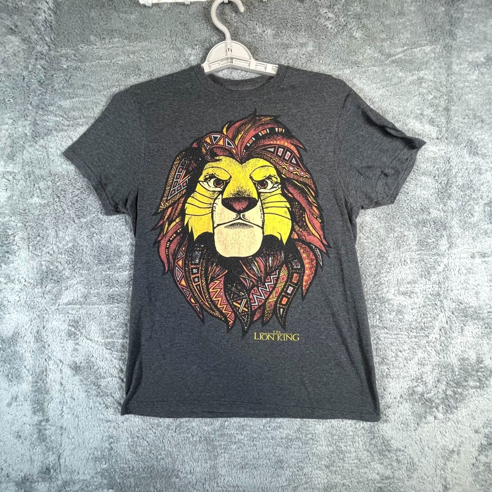Disney Disney Lion King T Shirt Mens Small Gray Graphic Lion Face Front Print Cotton Polyester Crew Neck Short Sleeve Graphic Size US S / EU 44-46 / 1 - 3 Thumbnail