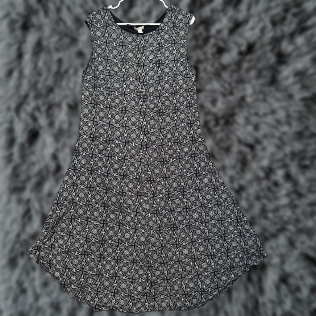 Vintage Cato Dress Plus 14W Geometric A-Line Midi Sleeveless Black Women's 60s 70s Retro Office Chic Classic Vintage 60s 70s Women's Dress Size XL / US 12-14 / IT 48-50 - 1 Thumbnail
