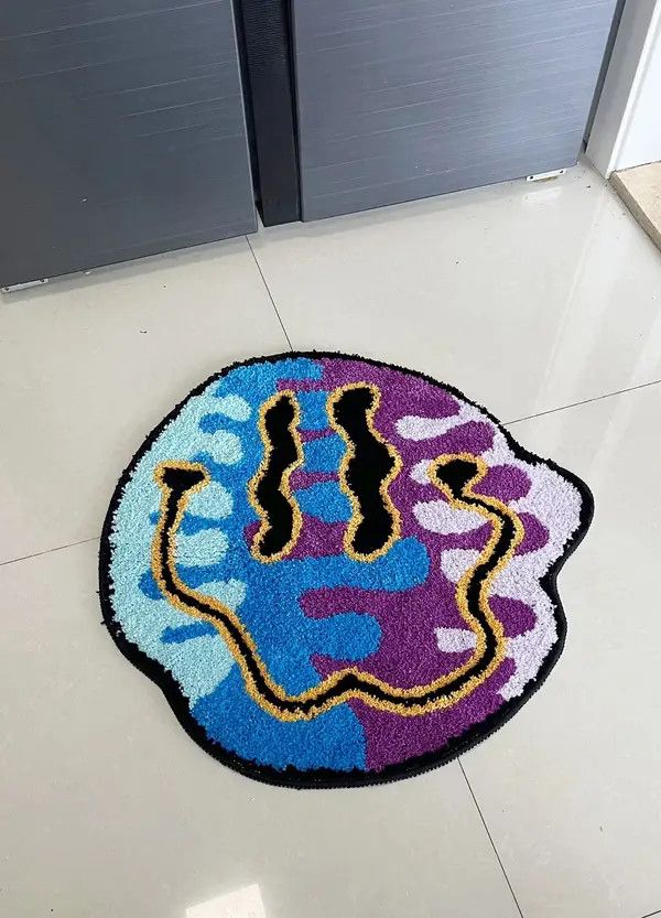 VIBE 3D Handmade Magic Trippy Smiling Face Soft Rugs Size ONE SIZE - 2 Thumbnail