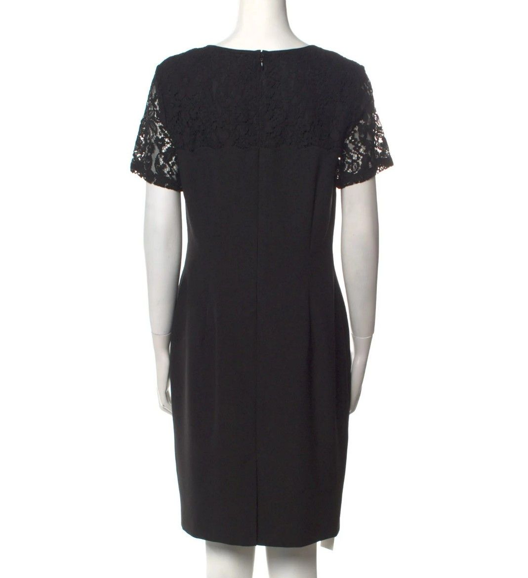 Karl Lagerfeld Short Sleeve Scoop Neck Black Lace Shift Dress Size M / US 6-8 / IT 42-44 - 6 Thumbnail