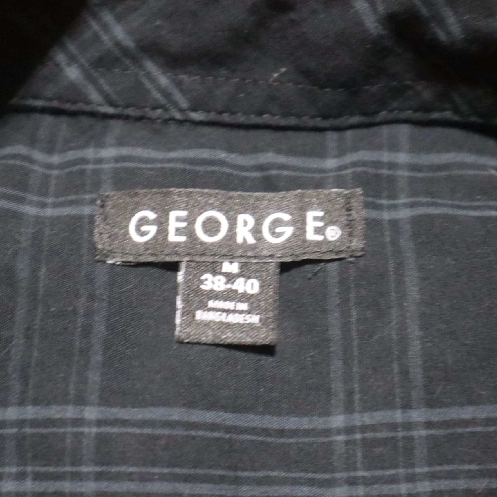 George GEORGE Shirt Plaid Button-Down Short Sleeve Adult M Medium Black Cotton Blend 38-40 Mens Size US M / EU 48-50 / 2 - 3 Thumbnail